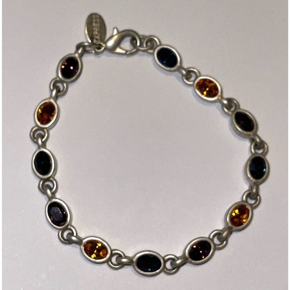 Vintage Y2K Express Multi colored Faceted Bezel Set Crystal Bracelet 7"